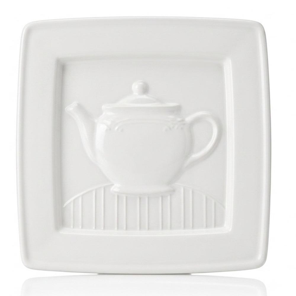 Vintage Pfaltzgraff Tea Rose pattern square stoneware trivet and wall plaque